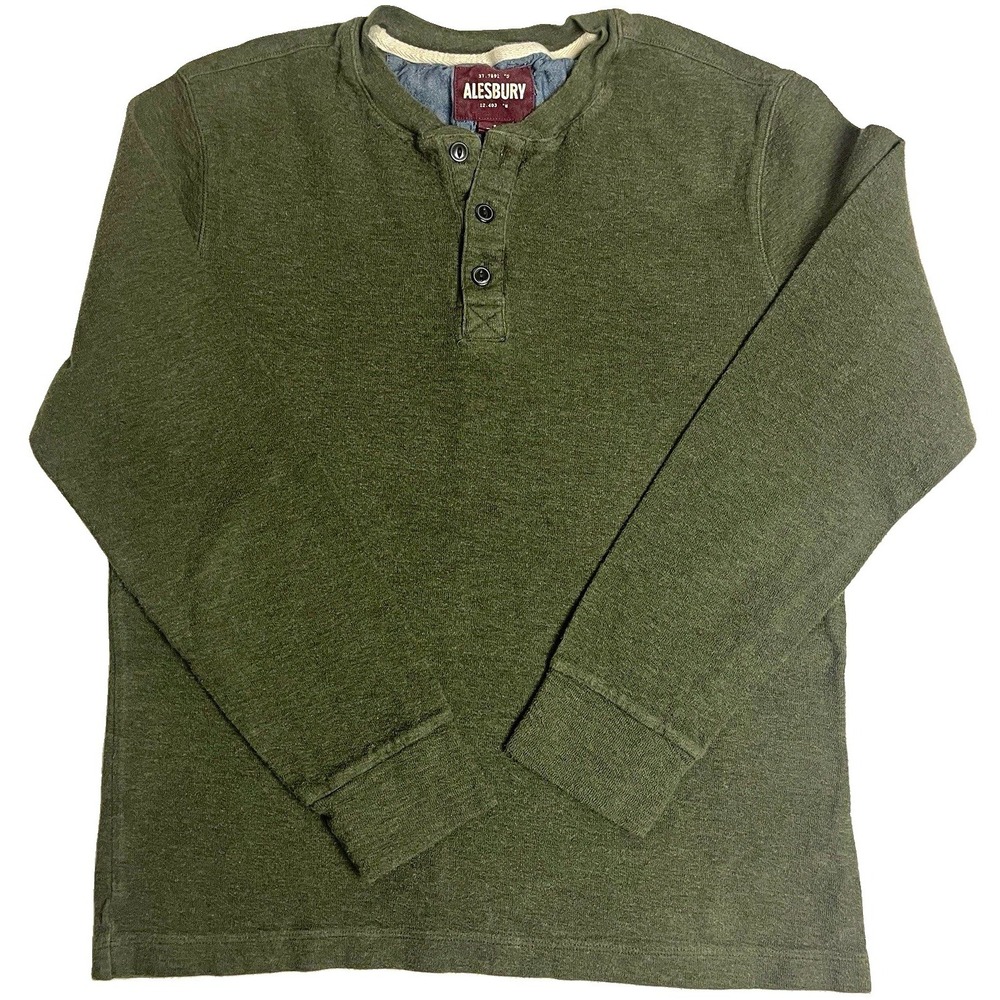 Men's M Thermal Henley 2-Pack Waffle Knit Long Sleeve Shirts Olive Navy Blue